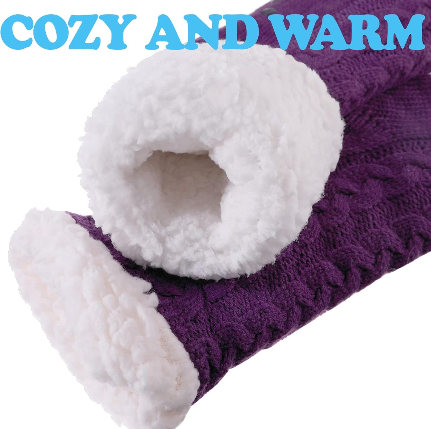 Women'S Winter Super Soft Warm Cozy Fuzzy Fleece-Lined with Grippers Slipper Socks