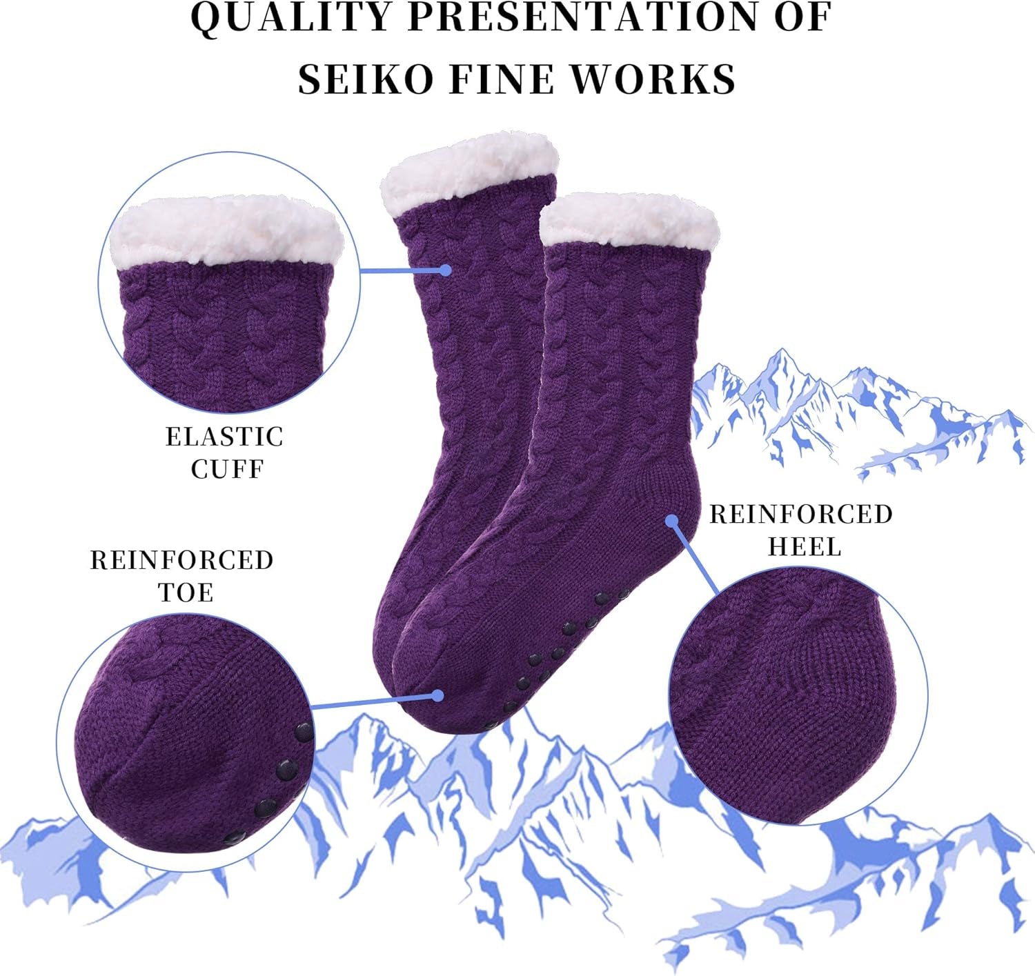 Women'S Winter Super Soft Warm Cozy Fuzzy Fleece-Lined with Grippers Slipper Socks